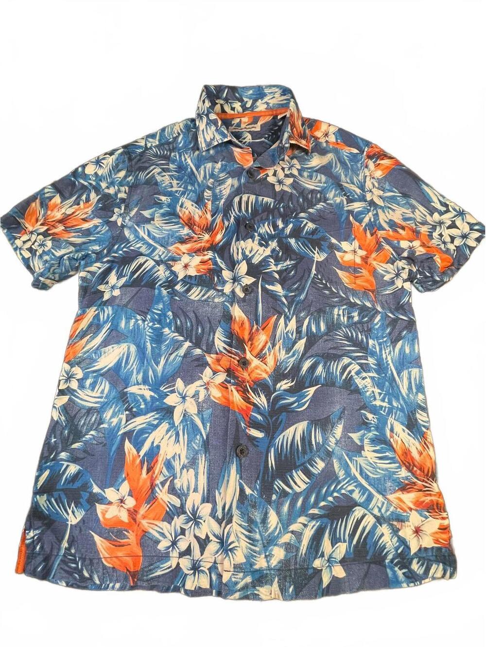 Tommy Bahama Men's Blue Floral Hawaiian Shirt Size M/M